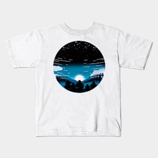 Pine Tree Night hills Kids T-Shirt